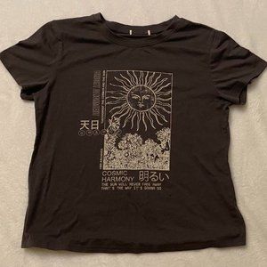 Women's Grey and Black T-shirt